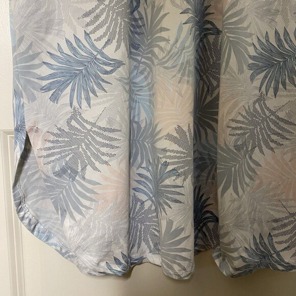 Tahari Long Tank Dress L • Pastel Palm Leaf Boho Resort Maxi with Pockets - Picture 4 of 6